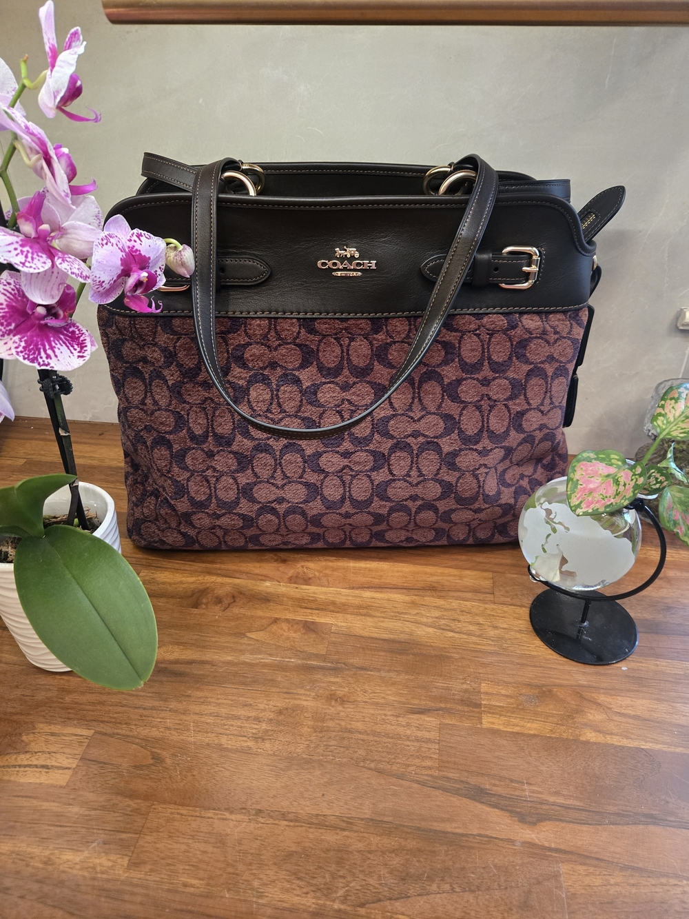Coach Easton Tote Bag in Signature Chenille NEVER USED *NWOT